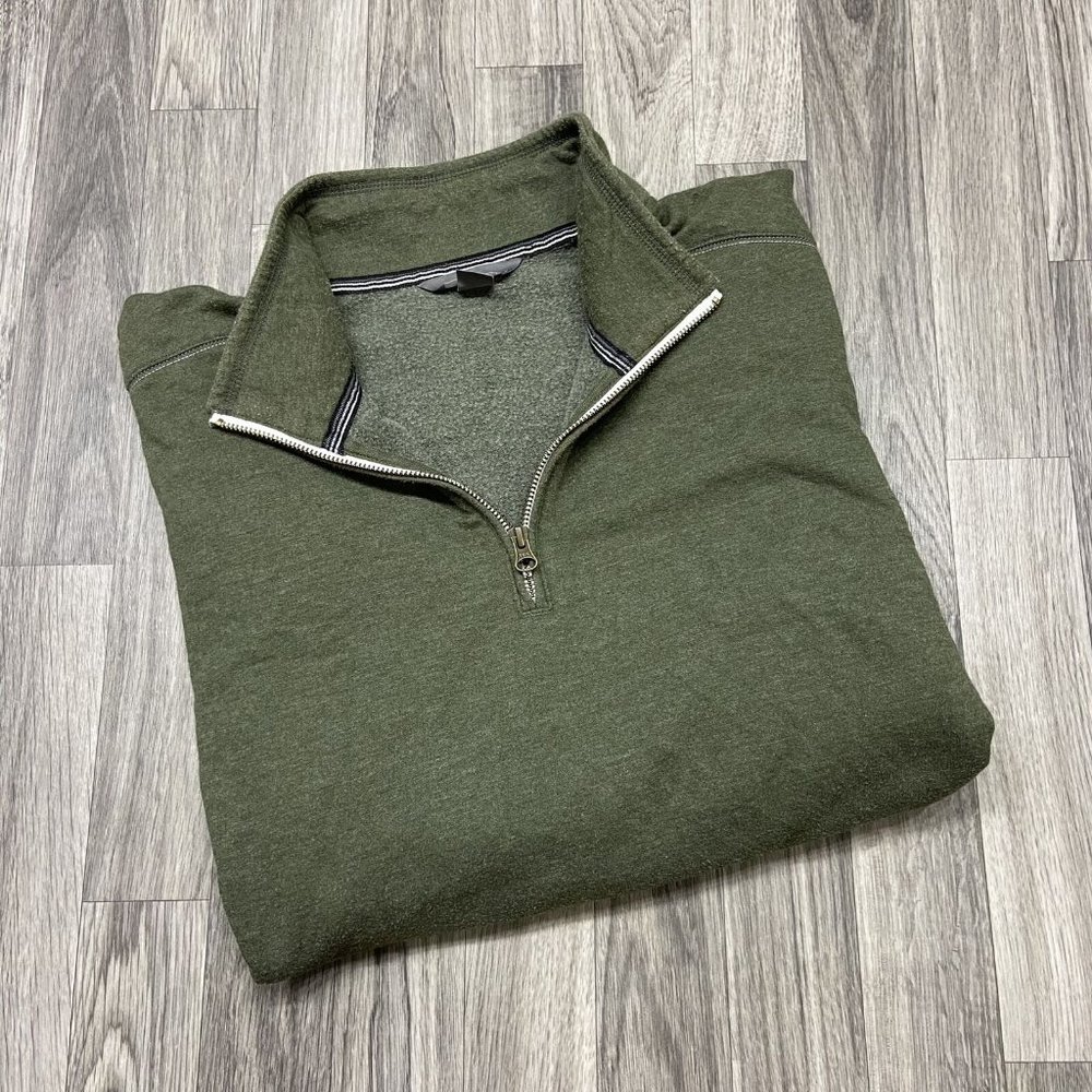 EDDIE BAUER 1/4 Zip Collared Green Pullover Knit Sweater Men's Size XL